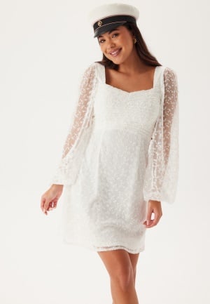 Bubbleroom Occasion Ruched L/S Short Dress White 42