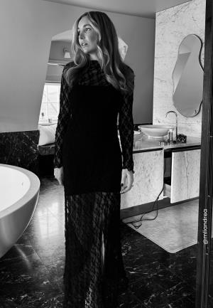Bubbleroom Occasion Asymmetric Lace Maxi Dress Black XL