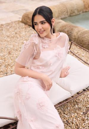 Bubbleroom Occasion 3D Floral T-shirt Blouse Light pink S