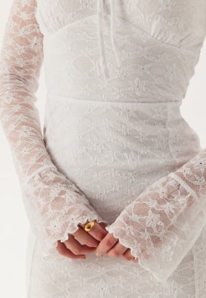 BUBBLEROOM Square Neck Lace Dress White S