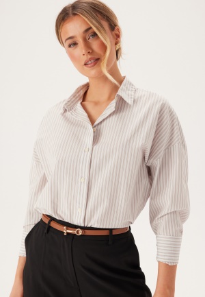 Pieces Pcpippa Ls Loose Shirt Cloud Dancer Stripes:stripes L
