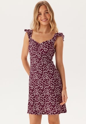 BUBBLEROOM Frill Short Dress Burgundy S
