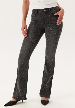 ONLY Onlwauw Mw Ank Sparkle Flared  Washed Black S/32