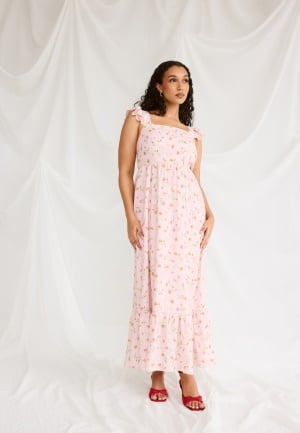 BUBBLEROOM Flounce Dress Pink/Floral S