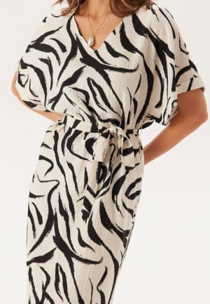 VILA Viclo V-neck 2/4 MIDI DRESS  M Birch Aop:marble Swirl 36