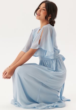 Bubbleroom Occasion Butterfly Sleeve Chiffon Gown Light blue 38