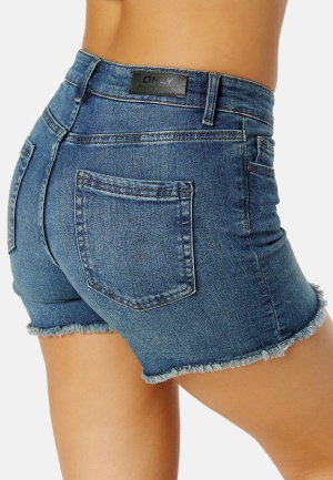 ONLY Blush Raw Denim Shorts Dark Blue Denim M