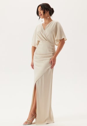 Bubbleroom Occasion Wrap Satin Gown Champagne 44