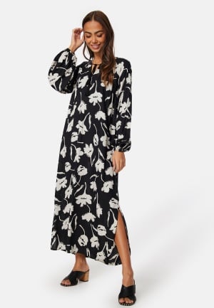 Happy Holly V-neck Raglan Viscose Dress Black/Patterned 40/42