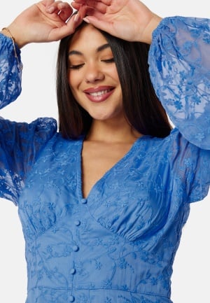 Bubbleroom Occasion Embroidered Midi Dress Blue 36