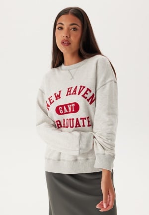Se GANT Graphic C-neck Sweat Pale Grey Melange L ved Bubbleroom