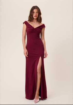 Bubbleroom Occasion Twist Off Shoulder Gown Dark green M