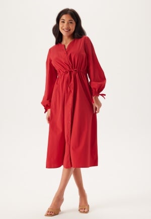 BUBBLEROOM Drawstring Cotton Dress Red M