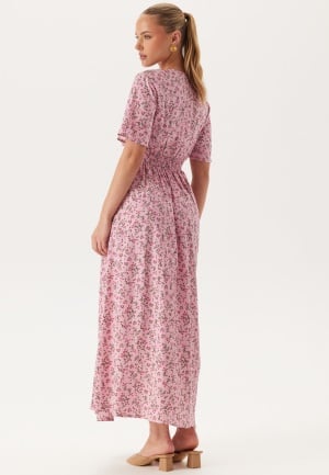 BUBBLEROOM Butterfly Sleeve Viscose Maxi Dress Pink/Patterned 38