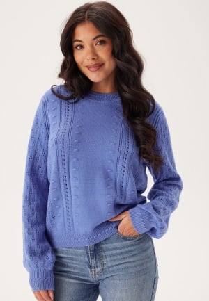Object Collectors Item Objinge L/S RE O-NECK KNIT  RE Cornflower Blue L