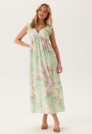 VERO MODA Vmjosie Sl Ankle Frill Dress Birds Egg Green Aop:myra M