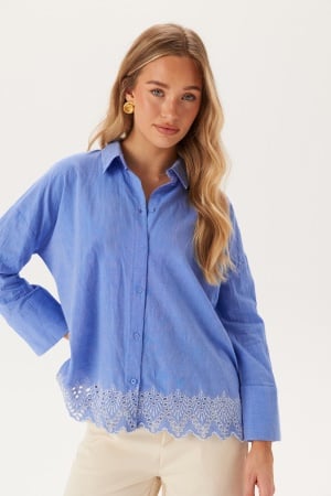 ONLY Onlgraces Tulum Ls Emb Shirt Blue Bonnet Detail:bright Whit M