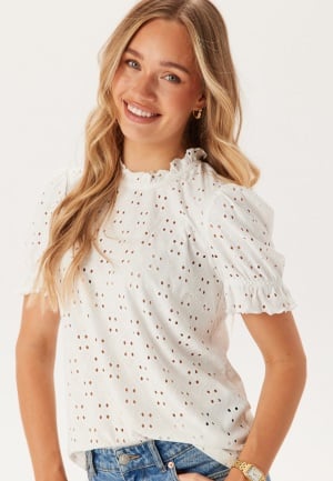 VILA Vikawa S/S Flounce Top Optical Snow XXL