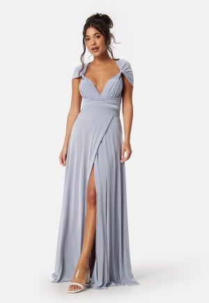 Goddiva Multi Tie Maxi Dress Split Light blue L (UK14)
