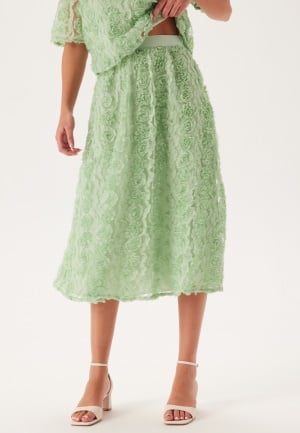BUBBLEROOM 3D Flower Midi Skirt Dusty green L