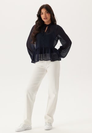 Happy Holly Peplum Dobby Dot Blouse Dark blue 44/46