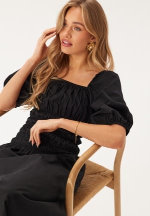 BUBBLEROOM Square Neck Smock Top Black L