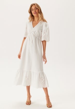 BUBBLEROOM Midi Broderie Anglaise Dress White L