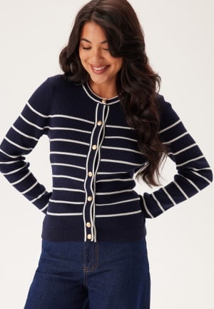 GANT Ribbed Breton Cardigan Evening Blue L