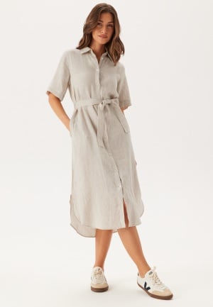 GANT Reg Linen Ss Shirt Dress Dry Sand 40