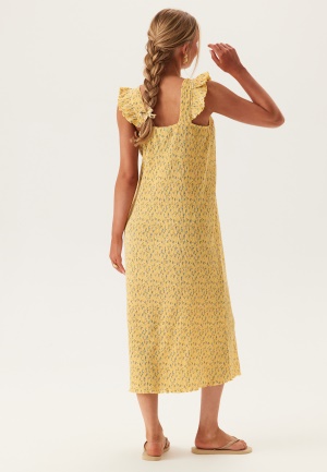 Pieces Pcflora Strap Flounce Dress Pale Banana Aop:small Flower L