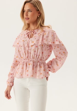 BUBBLEROOM Flounce Blouse Pink/Floral L