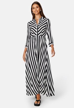 YAS Yassavanna Long Shirt Dress Black Stripe:W WHITE XL