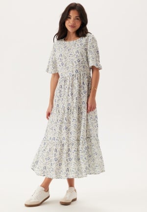 Happy Holly Butterfly Sleeve Viscose Midi Dress Offwhite/Patterned 48/50