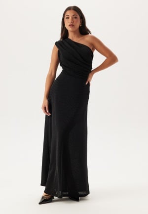 Bubbleroom Occasion Sparkling One shoulder Soft Maxi Dress Black XL