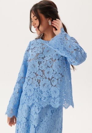 BUBBLEROOM Scalloped Edge Lace Blouse Light blue XL
