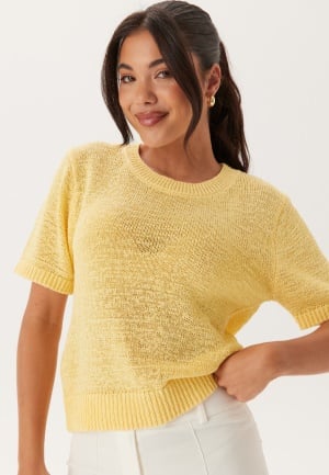 BUBBLEROOM Knitted Short Sleeve Sweater Yellow XL