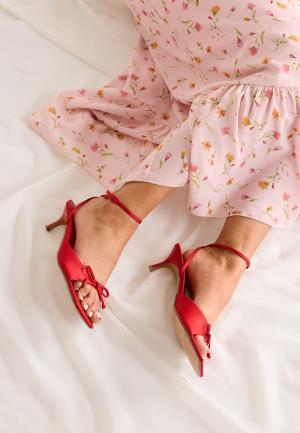 BUBBLEROOM Bow Low heel Strap Sandal Red 40