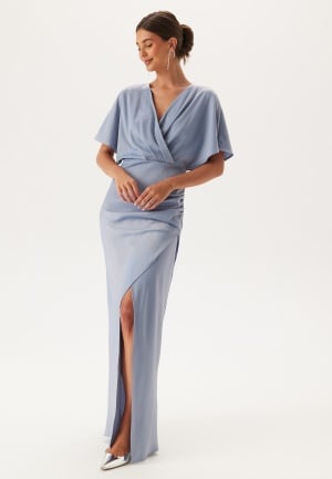 Bubbleroom Occasion Wrap Satin Gown Light blue 44