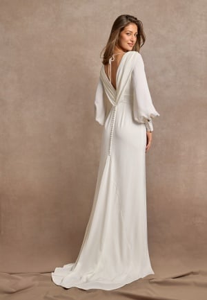 Bubbleroom Occasion Waterfall Back Satin Wedding Gown White 34