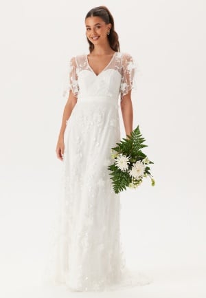 Bubbleroom Occasion Embroidered Floral Wedding Gown White 44