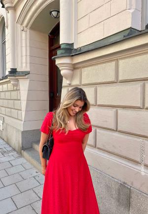 Happy Holly Broderie Anglaise Dress Red 52/54