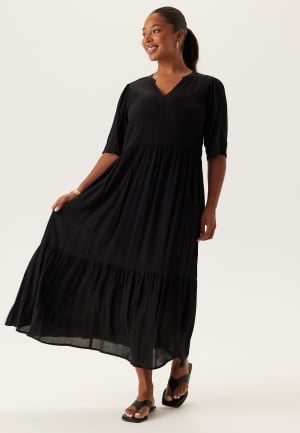 Happy Holly Puff Sleeve Viscose Dress Black 52/54