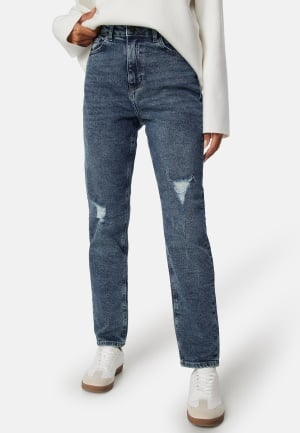 Pieces Pcbella High Waist tap dest ank jeans Medium Blue Denim 28/32