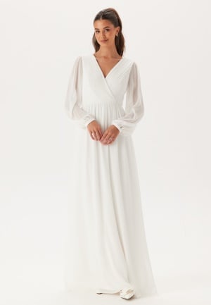 Bubbleroom Occasion Pleated V-Neck Wedding Gown White 52