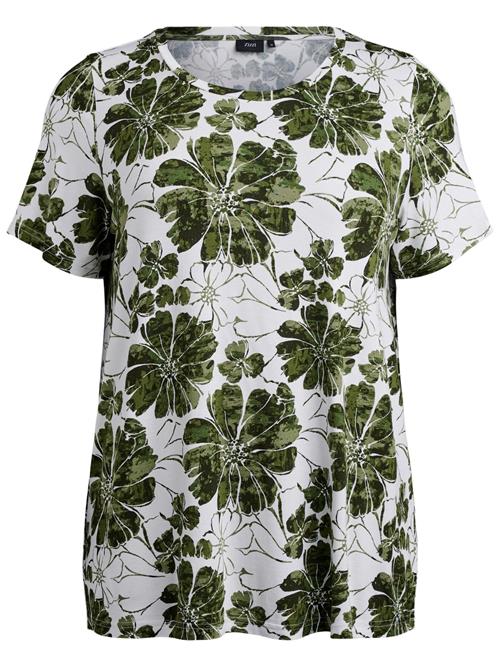Zizzi Shirts 'VMALIS'  grøn / hvid