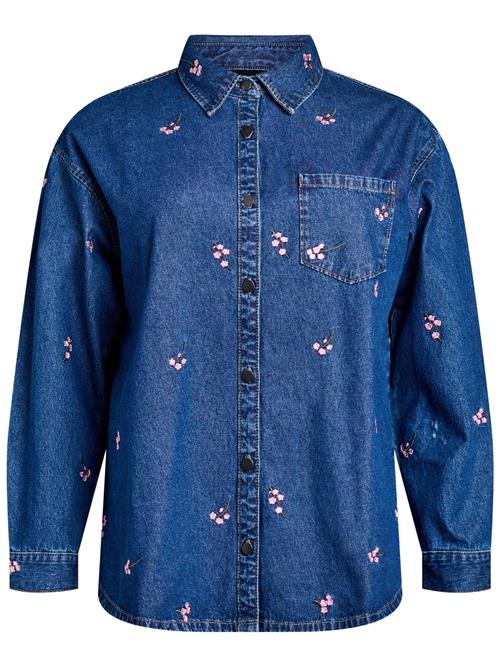 Zizzi Bluse 'Jeva'  blue denim / pink