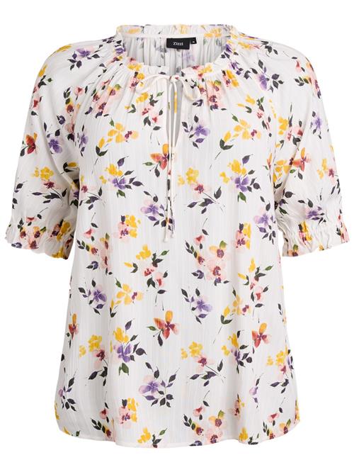 Zizzi Bluse 'Mrosan'  gul / lilla / rød / hvid