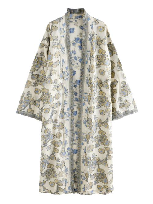 Next Kimono  royalblå / guld / uldhvid