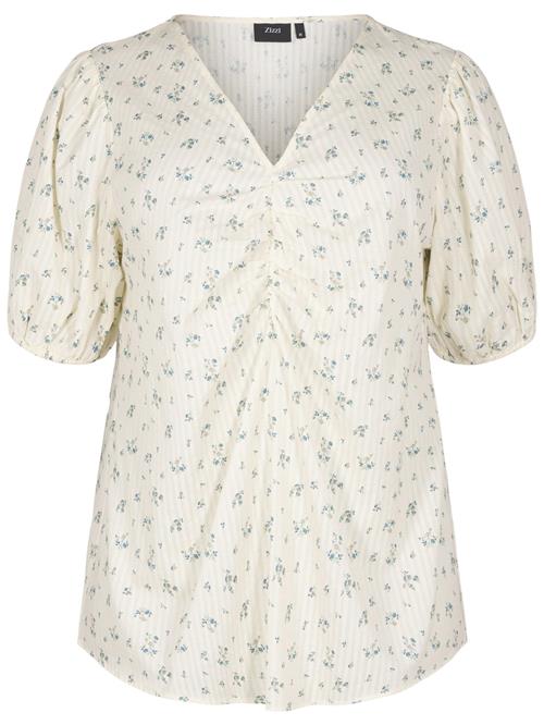 Zizzi Bluse 'Vlili'  lyseblå / lysegrøn / hvid