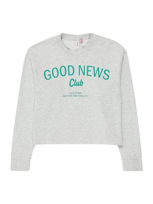 Vero Moda Girl Sweatshirt 'VMMillie Linsey'  grå-meleret / smaragd / hvid
